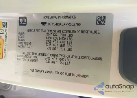 2023 Cadillac Escalade 4Wd Premium Luxury из США, поврежденный, VIN 1GYS4BKLXPR552766